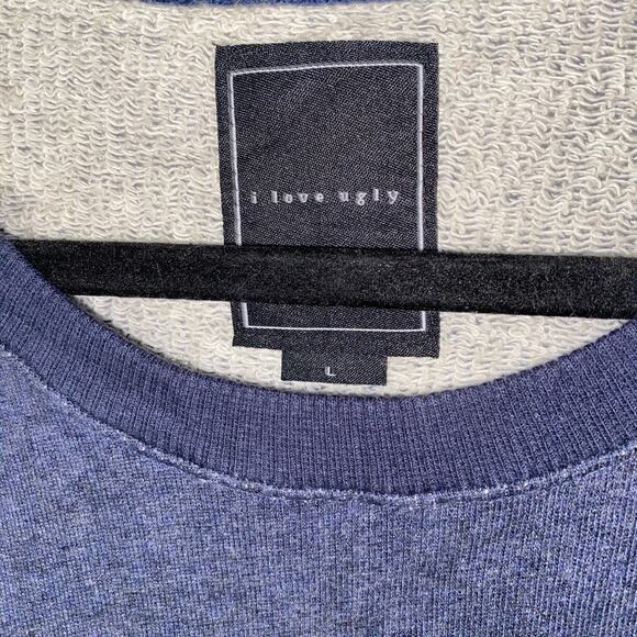 I Love Ugly Blue Oversized Pullover Terry Tunic Sweatshirt Women's Size Large - Picture 4 of 6